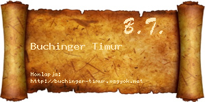Buchinger Timur névjegykártya